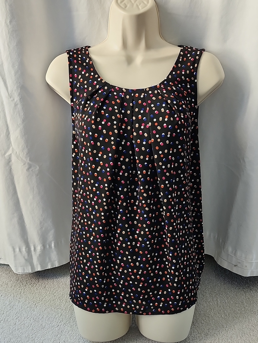 Women’s Black Polka Dot Sleeveless Camisole - Multicolor Dots